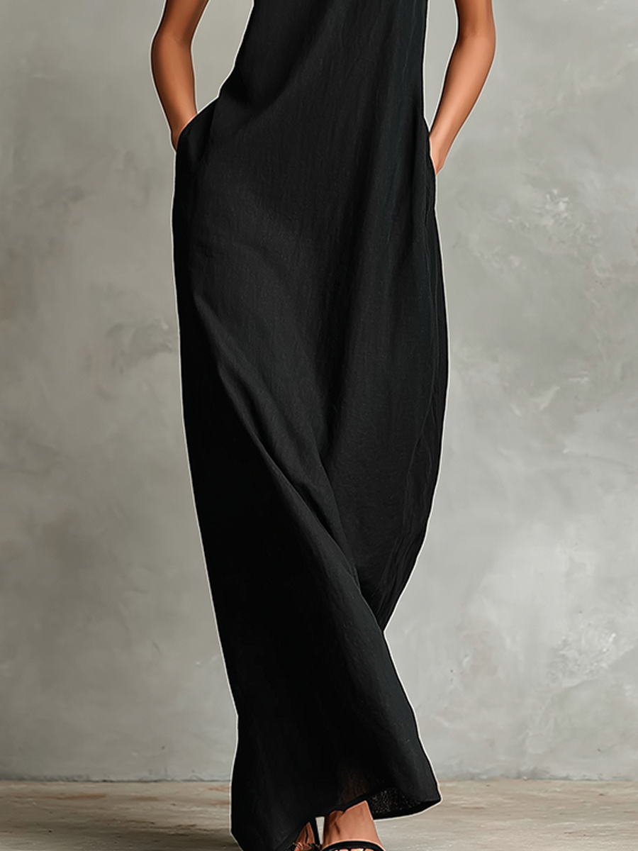 Sophie | Robe longue noire minimaliste