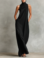 Sophie | Robe longue noire minimaliste