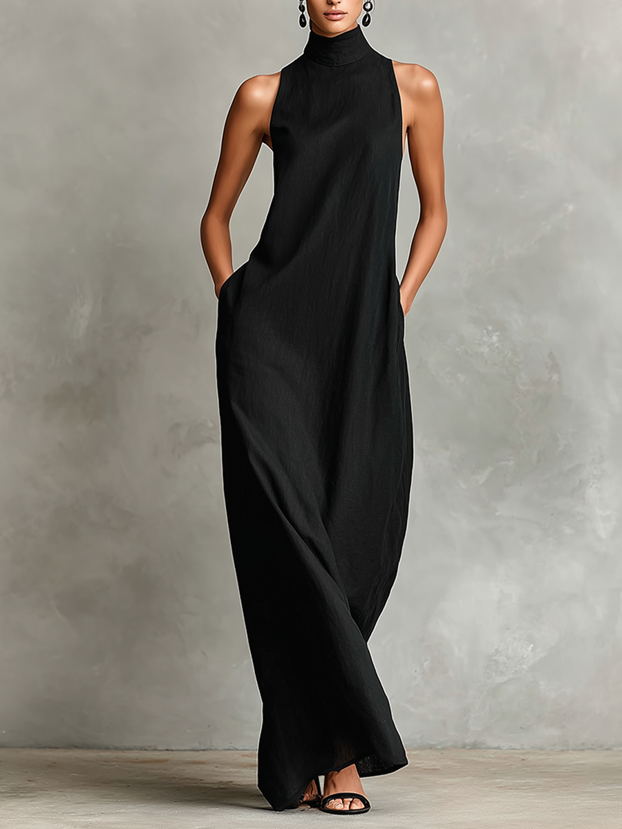 Sophie | Robe longue noire minimaliste