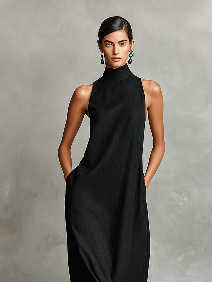 Sophie | Robe longue noire minimaliste