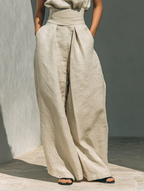 Maria - Ensemble débardeur et pantalon large en coton et lin minimaliste pour femme