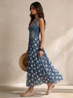 Joline | Langes Denim-Kleid mit Punkten