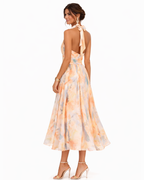 Aurora | Kleid mit Halterkragen und Aquarelldruck