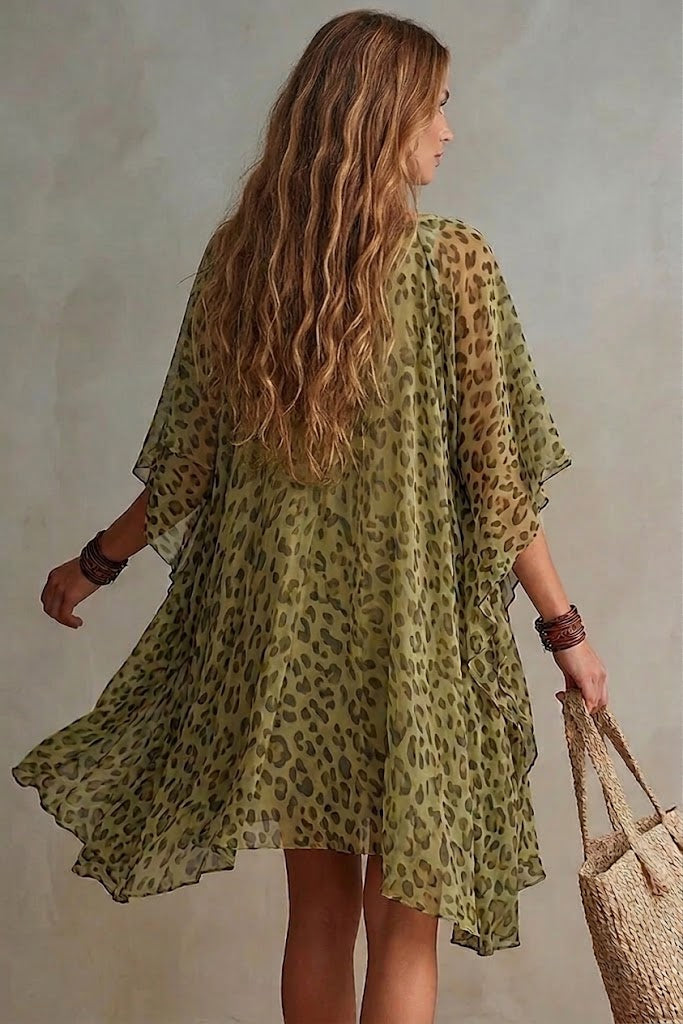 Bianca | Robe en mousseline à motif léopard