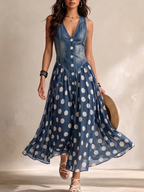 Joline | Langes Denim-Kleid mit Punkten