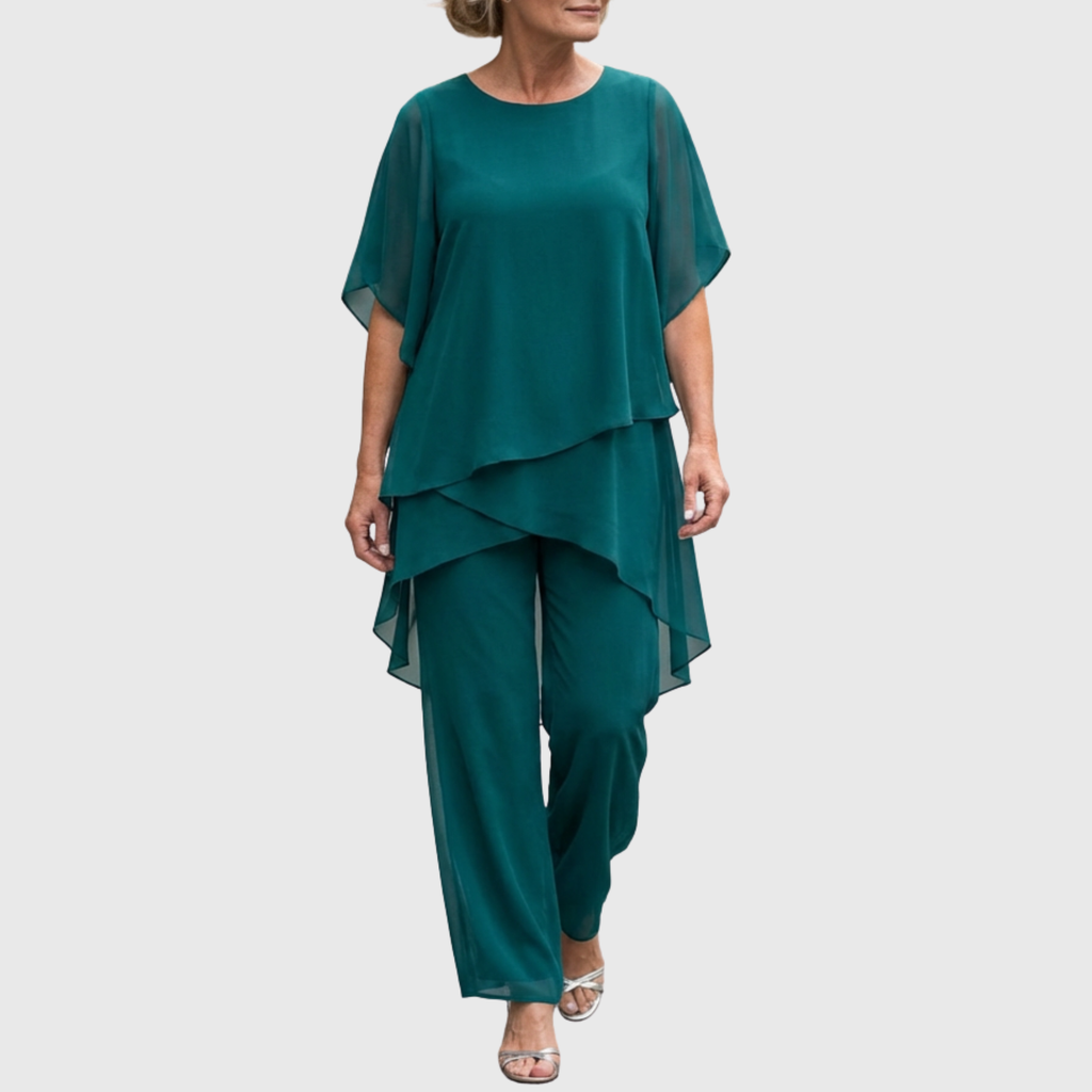 Claire | Ensemble avec pantalon palazzo drapé
