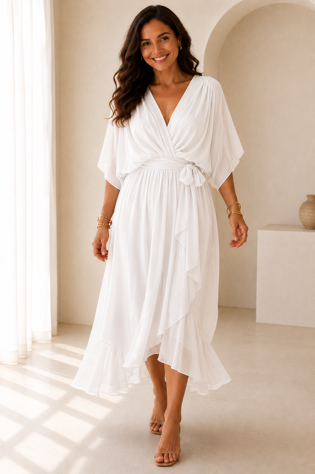 Marie | Robe longue avec lien à la taille