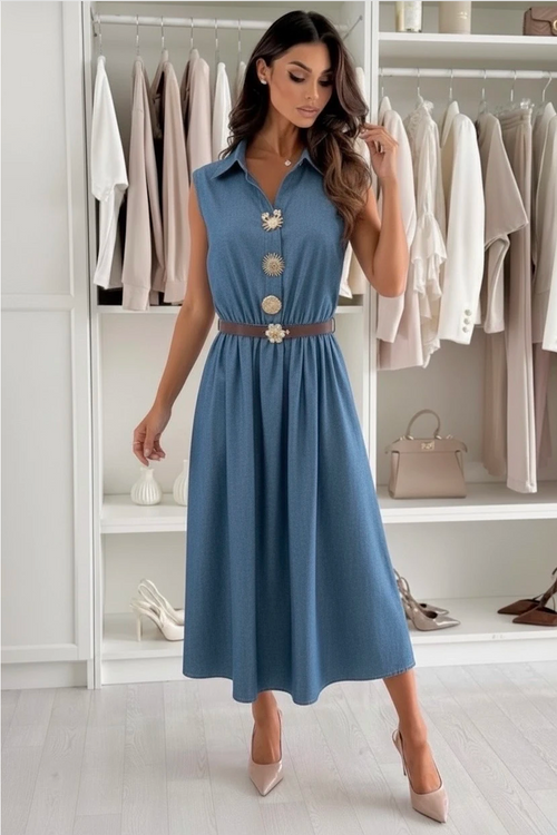 Button Gold Dress