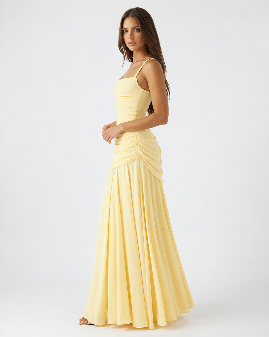 Babette | Robe maxi à encolure carrée froncée
