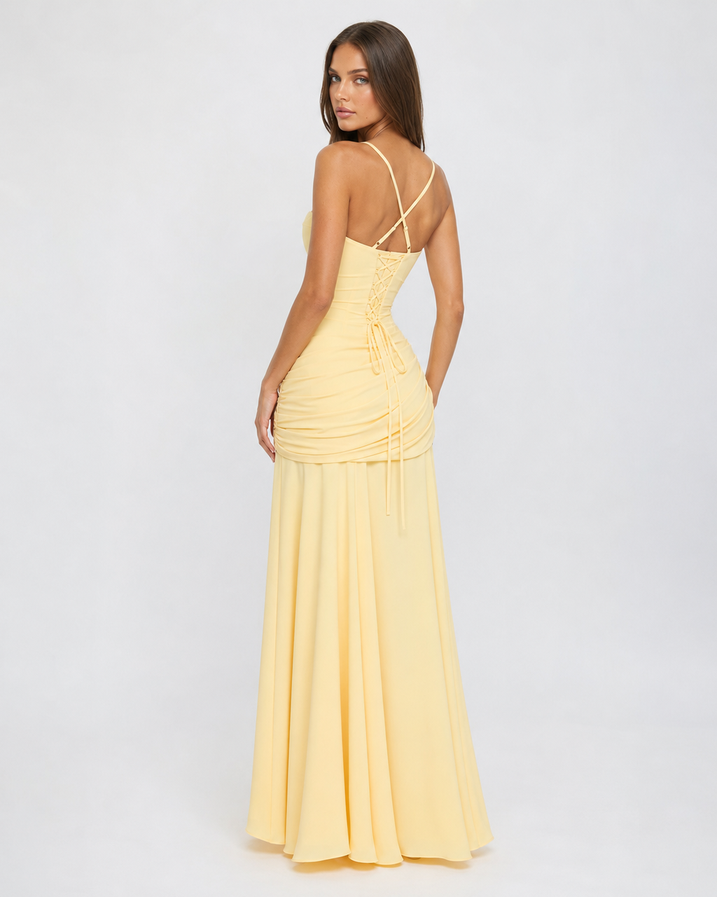 Babette | Robe maxi à encolure carrée froncée