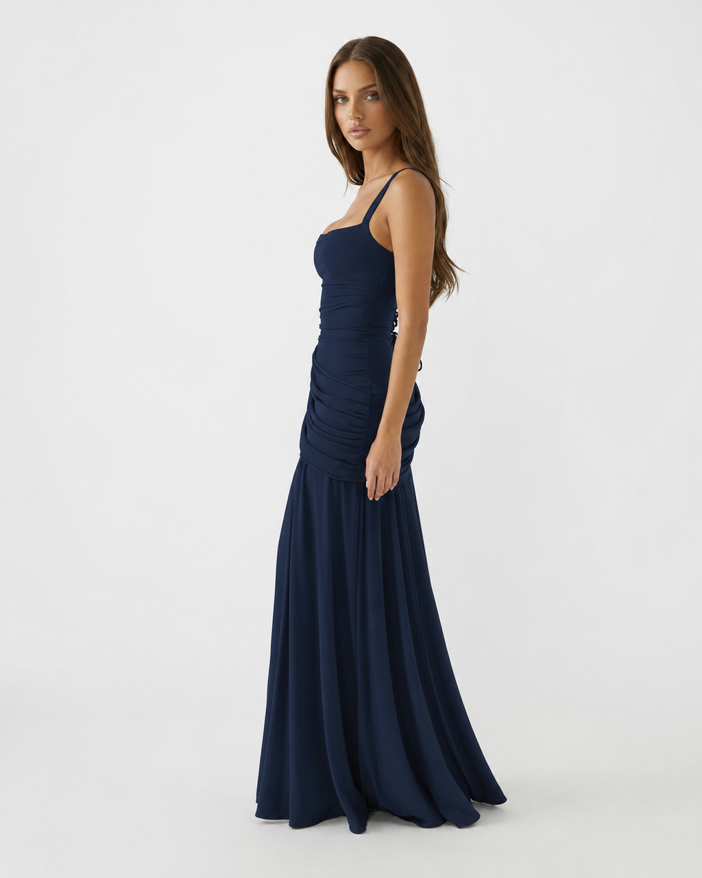 Babette | Robe maxi à encolure carrée froncée