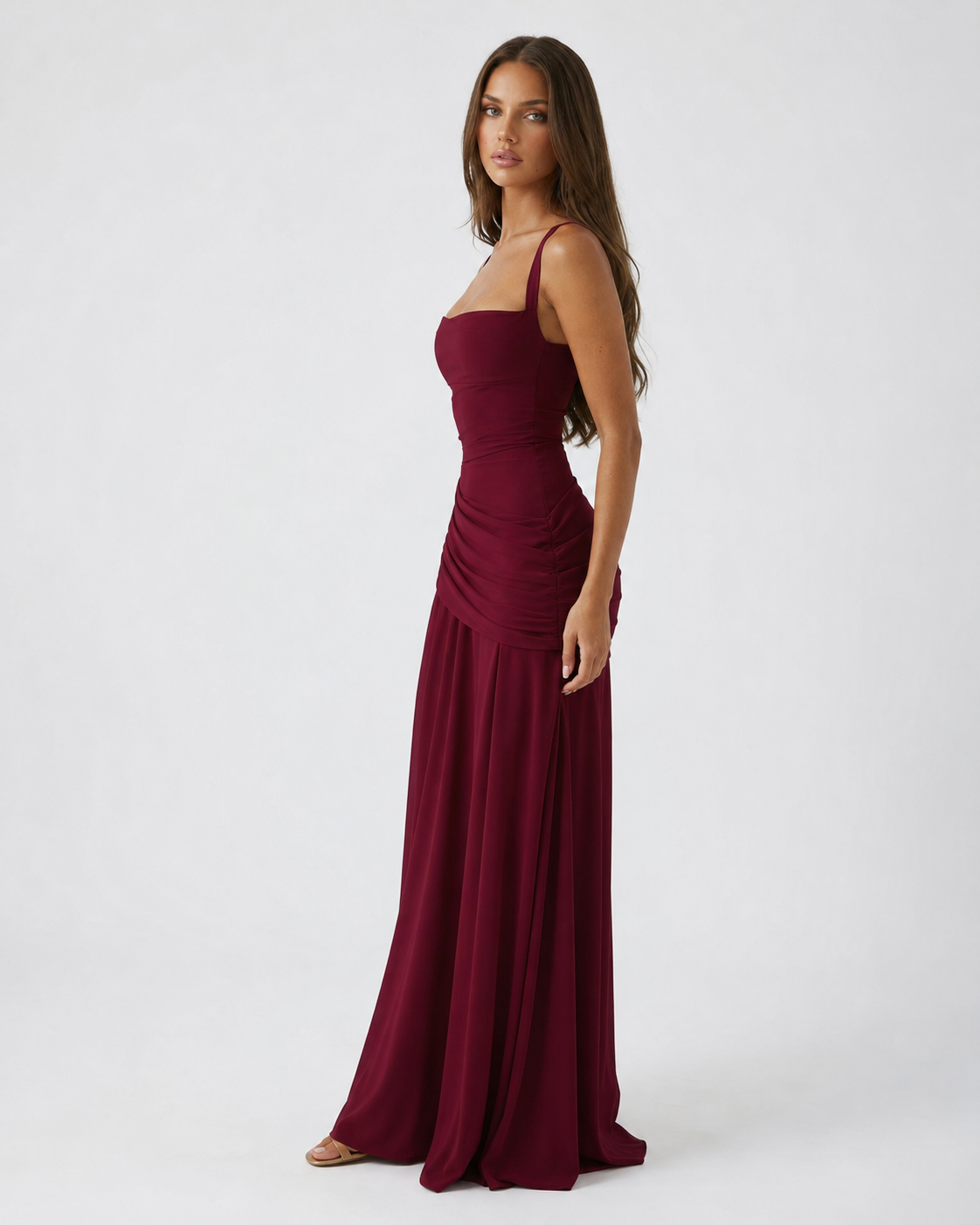 Babette | Robe maxi à encolure carrée froncée