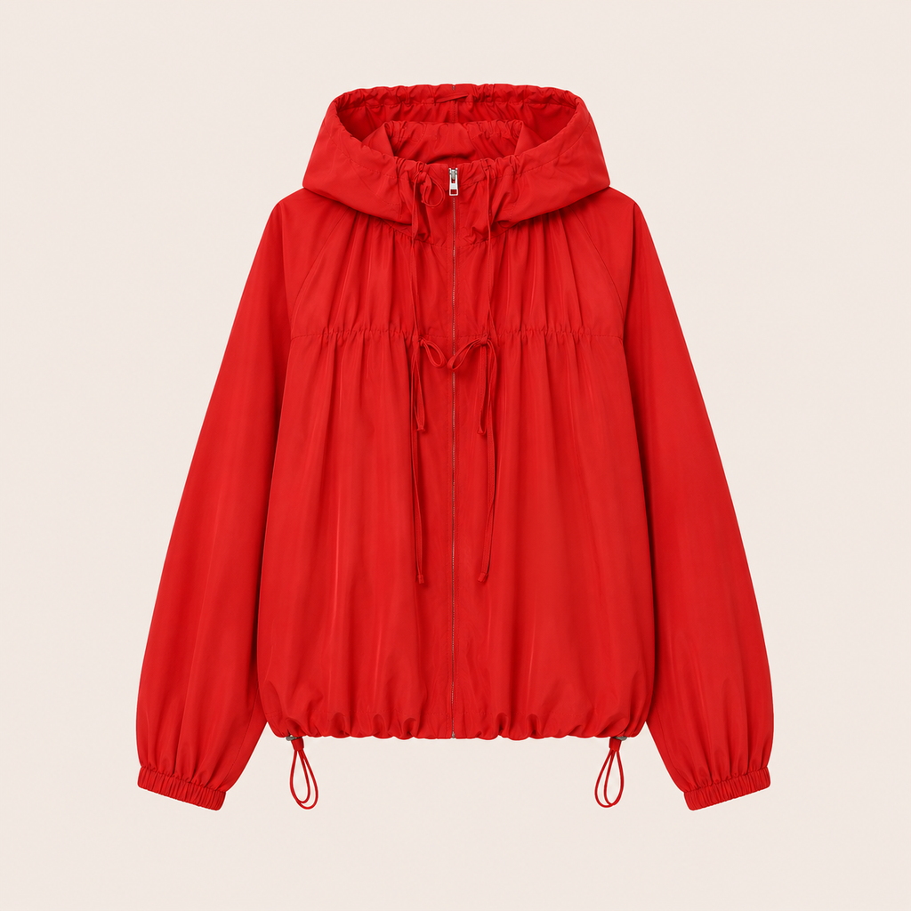Veste coupe-vent oversize à capuche | Zippée, cordons de serrage