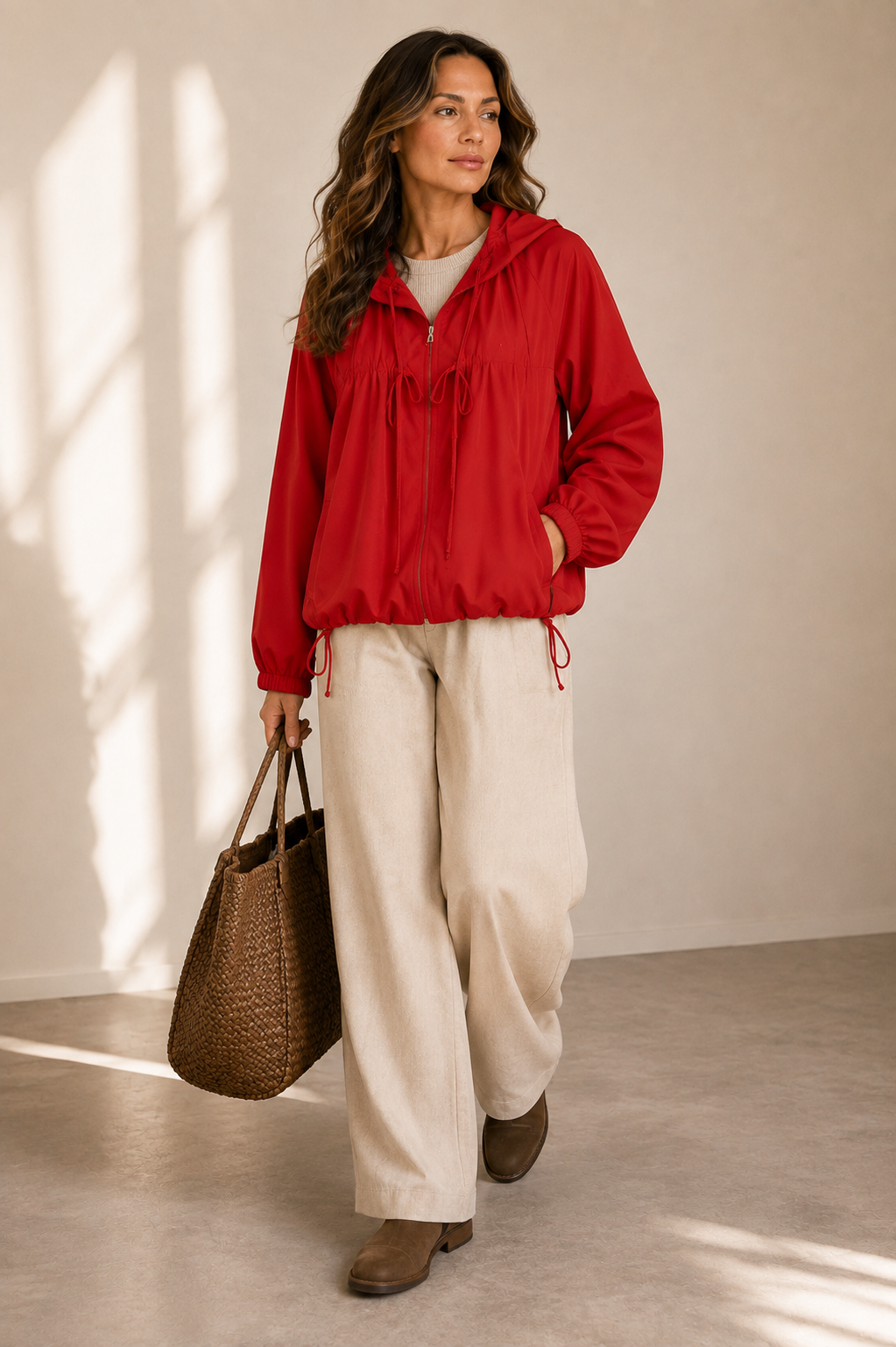 Veste coupe-vent oversize à capuche | Zippée, cordons de serrage