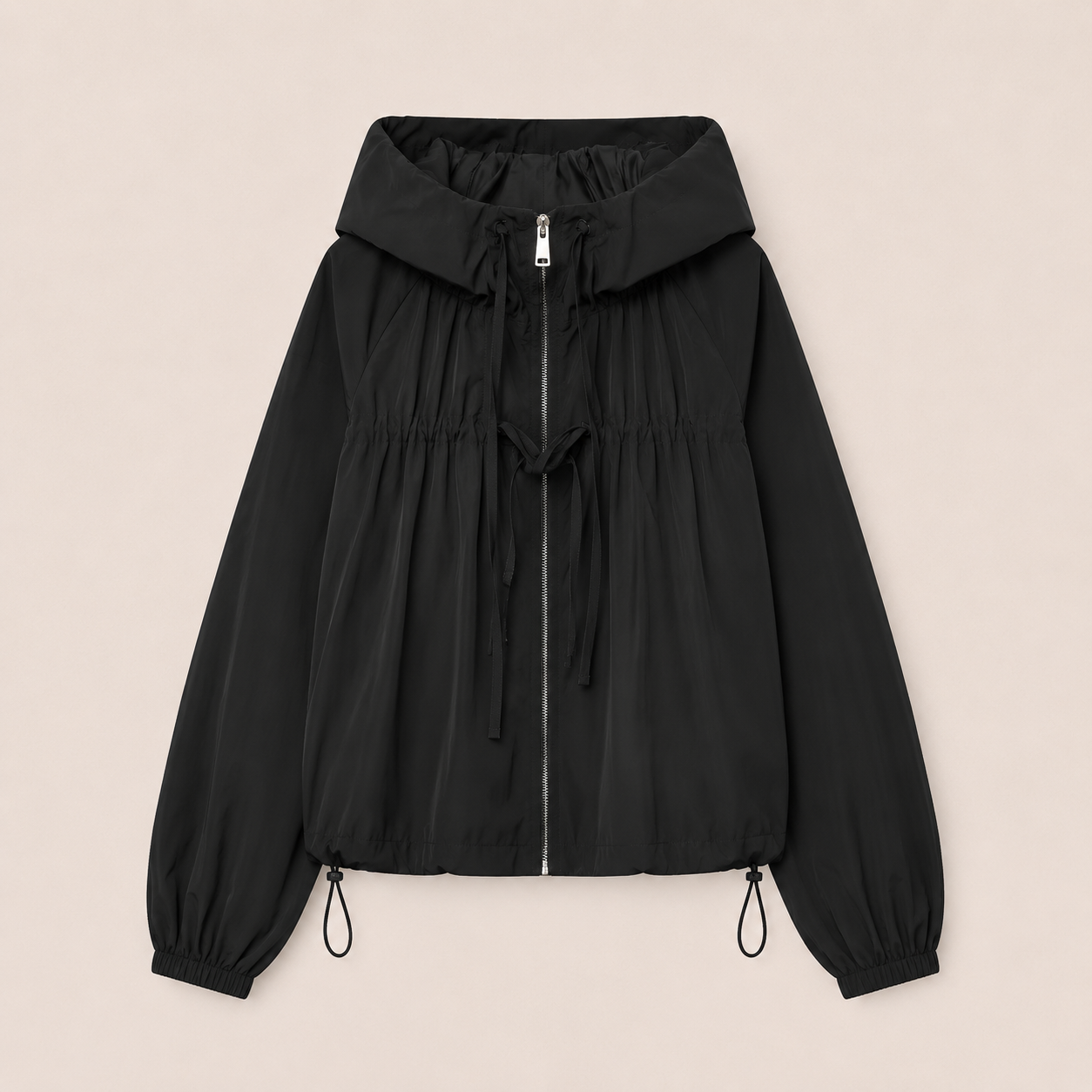 Veste coupe-vent oversize à capuche | Zippée, cordons de serrage