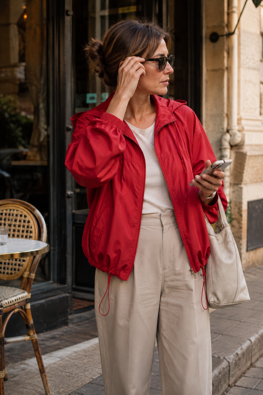 Veste coupe-vent oversize à capuche | Zippée, cordons de serrage