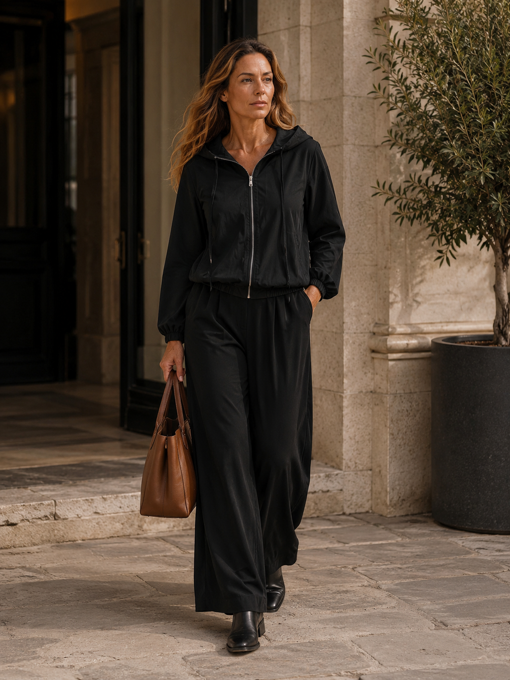 Veste coupe-vent oversize à capuche | Zippée, cordons de serrage