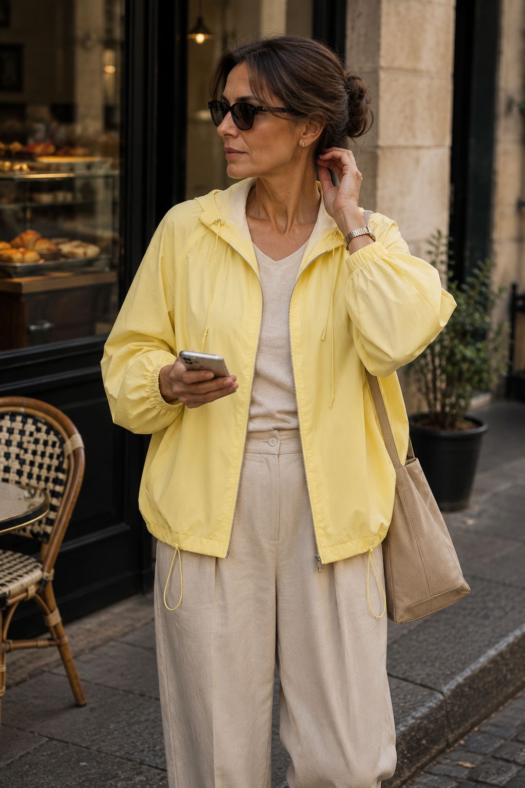 Veste coupe-vent oversize à capuche | Zippée, cordons de serrage
