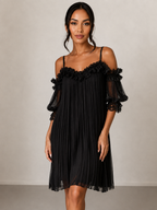 Alessandra | Robe noire confortable avec de la dentelle