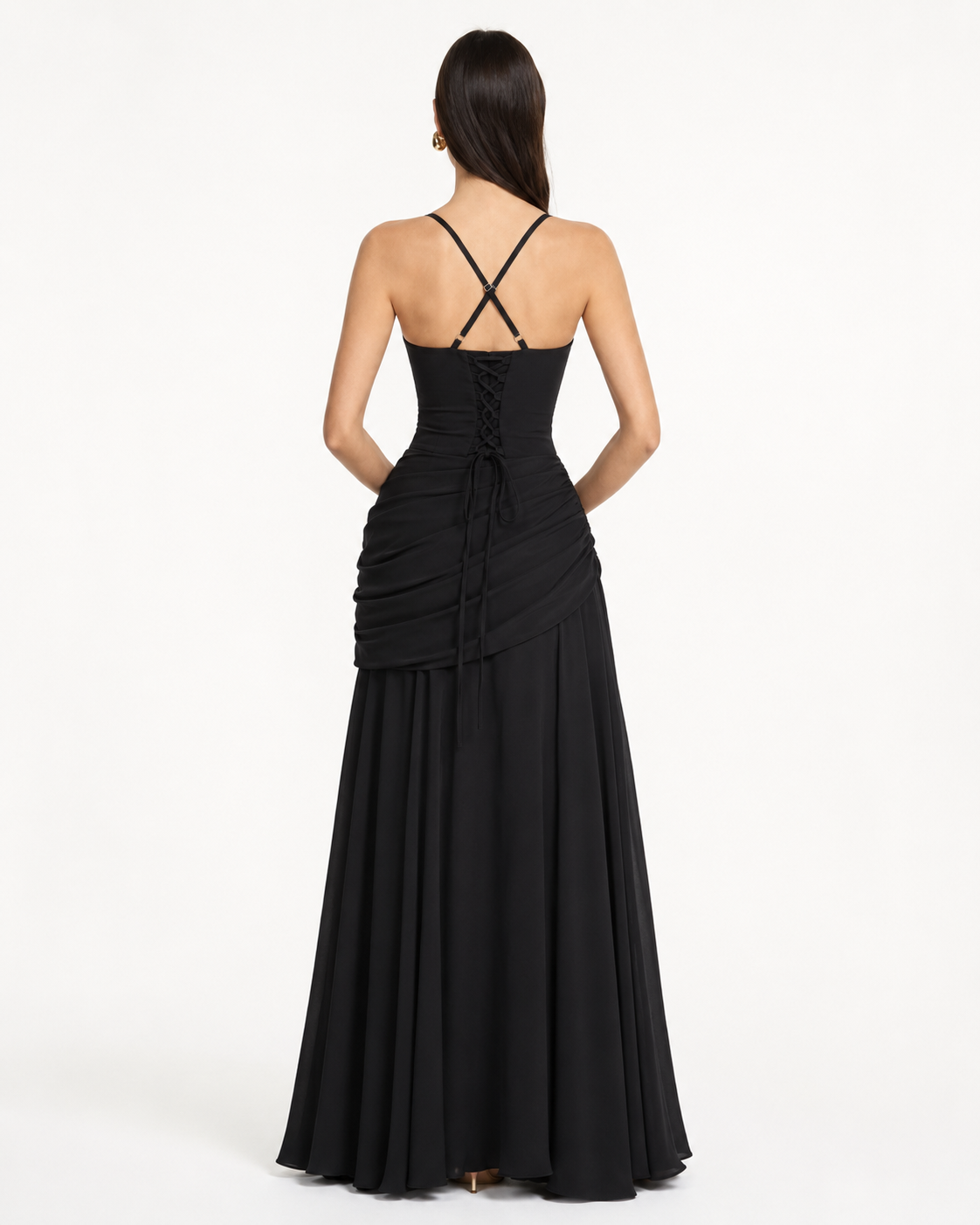 Babette | Robe maxi à encolure carrée froncée
