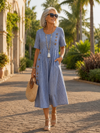 Julia | Robe midi rayée