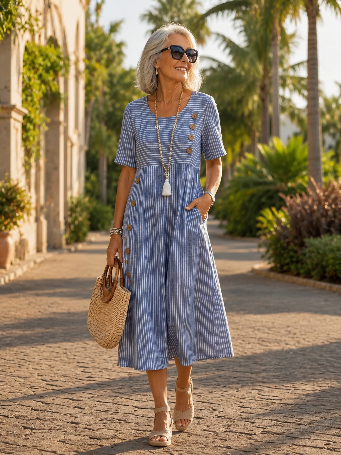 Julia | Robe midi rayée