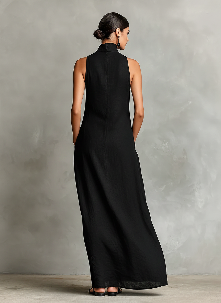 Sophie | Robe longue noire minimaliste