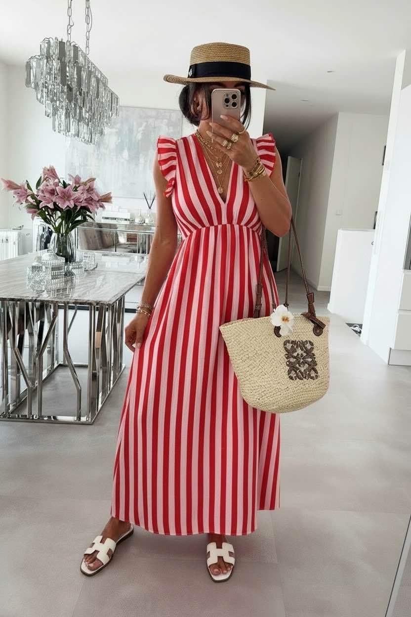 Stripe Ruffle Dress