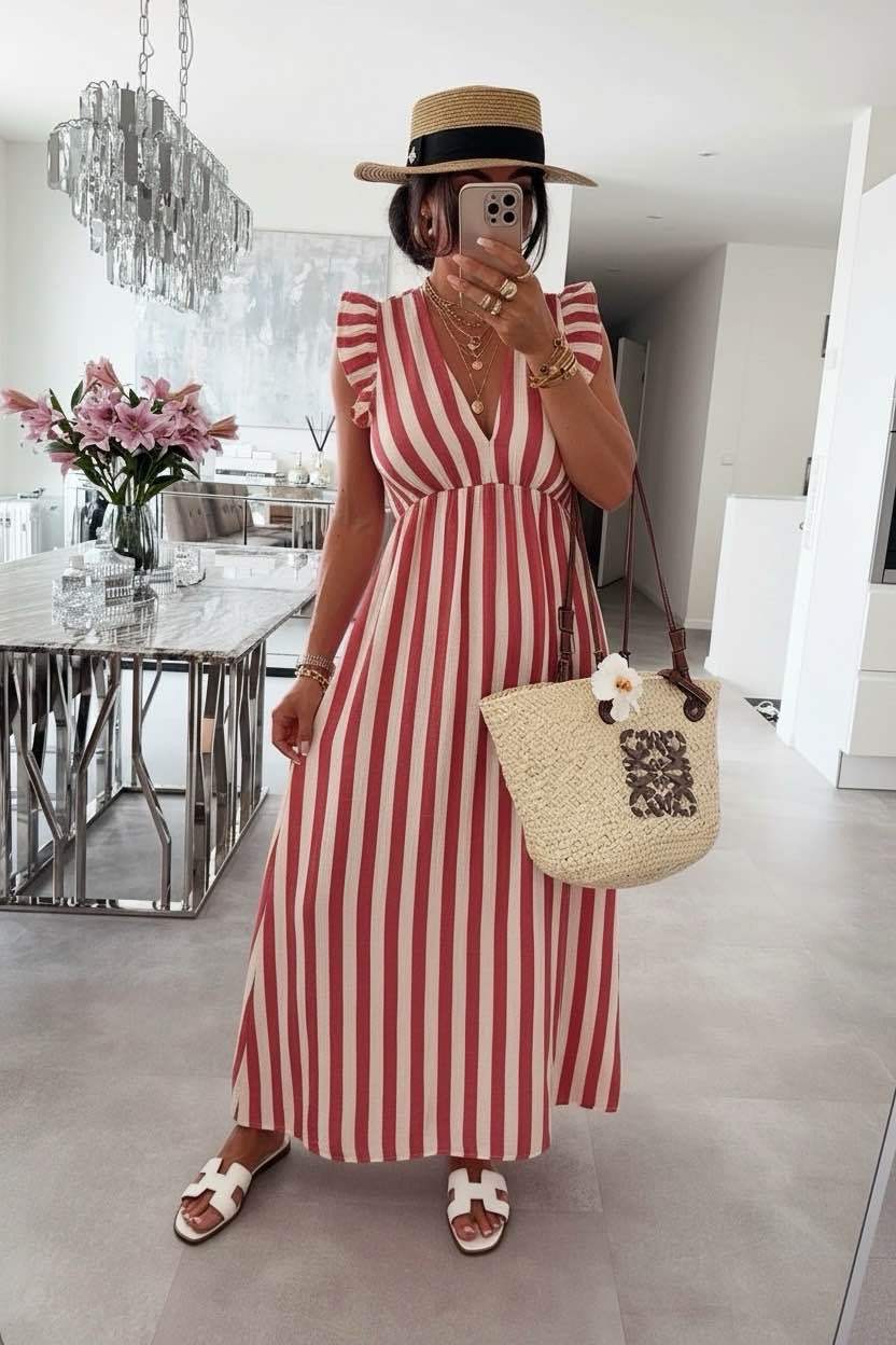 Stripe Ruffle Dress