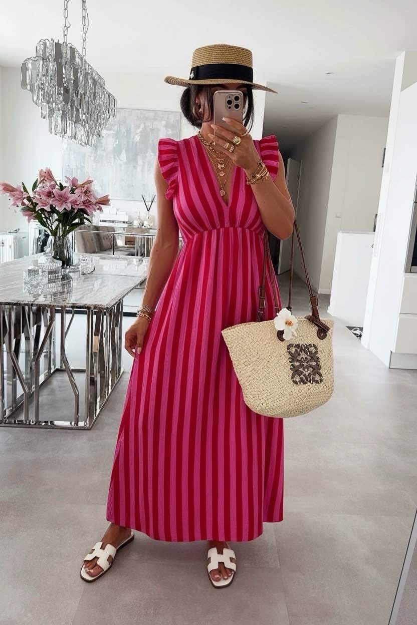 Stripe Ruffle Dress
