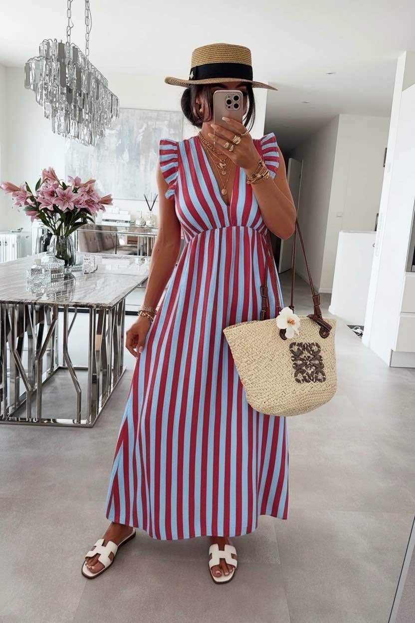 Stripe Ruffle Dress