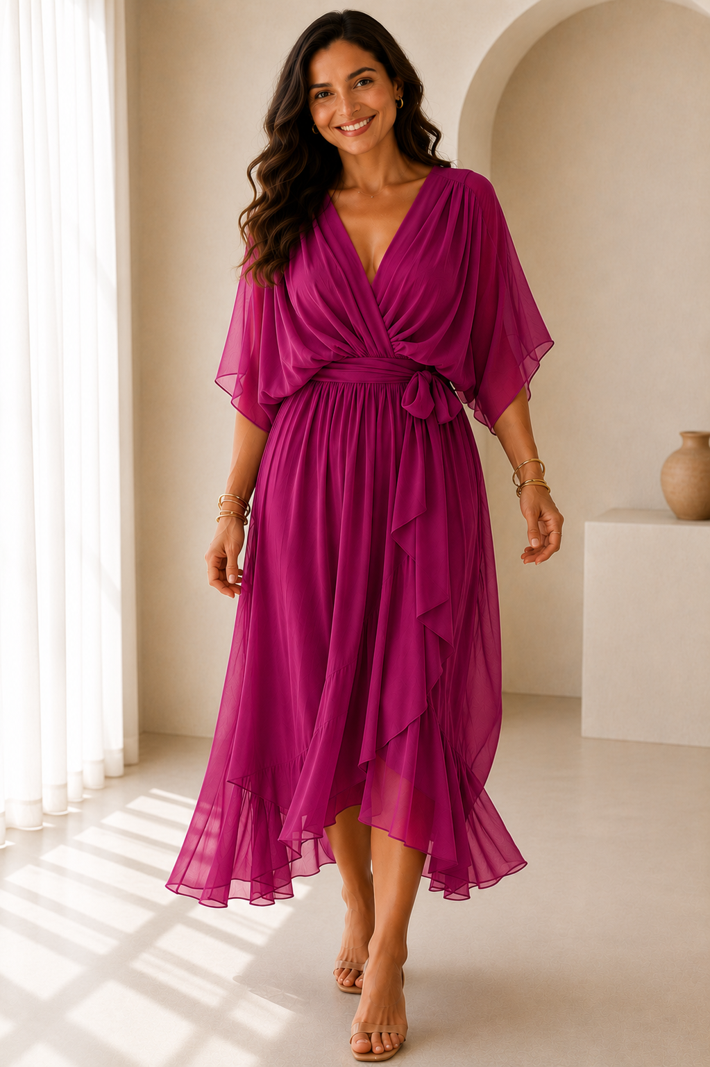 Marie | Robe longue avec lien à la taille
