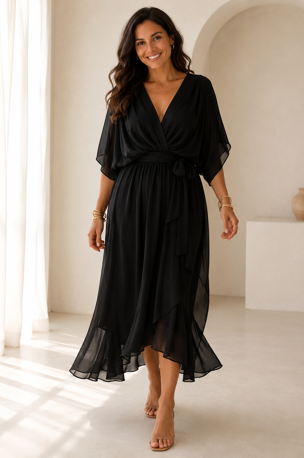 Marie | Robe longue avec lien à la taille
