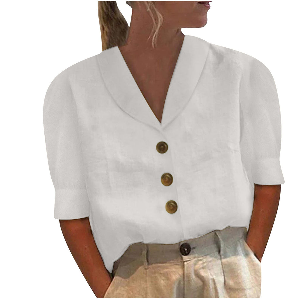 Retro-Chique Knopblouse met Geknoopte Voorkant