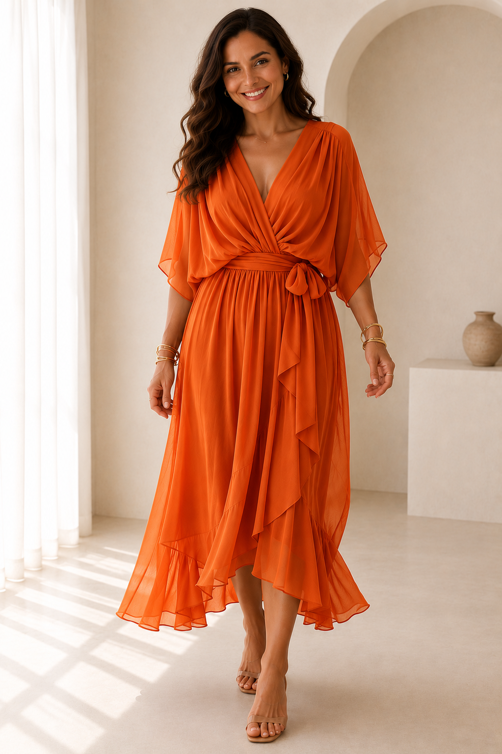 Marie | Robe longue avec lien à la taille