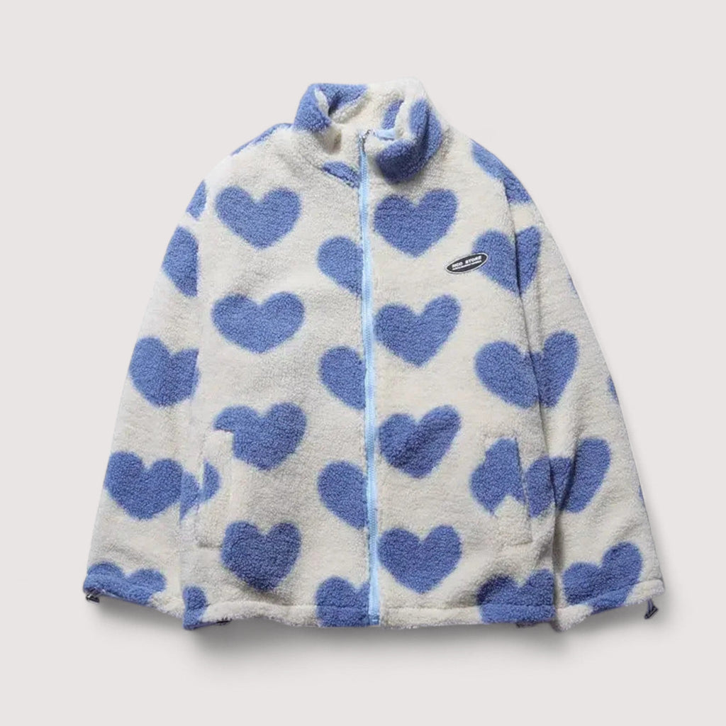 Klara | Wendbare Kuscheljacke mit Herzmuster