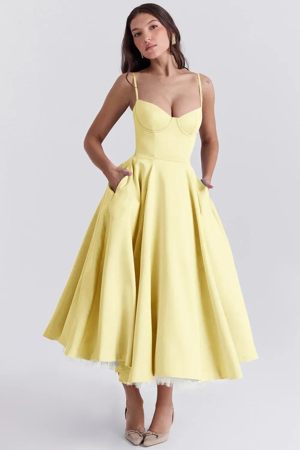 Pendulum Double-layer Suspender Dress Princess Dress Women Summer Sexy French Mesh Sleeveless Spaghetti Strap Maxi Camis Dress