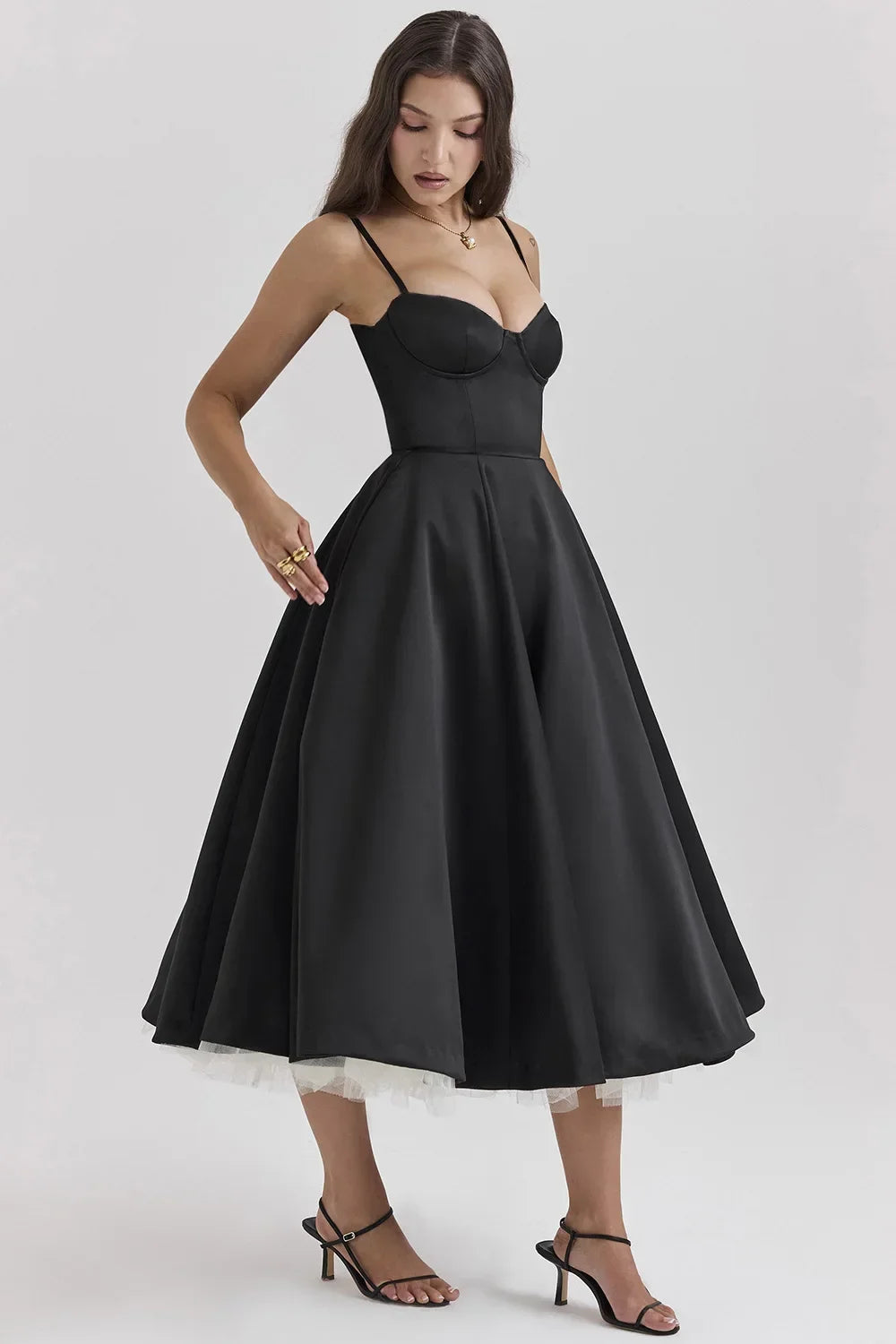 Pendulum Double-layer Suspender Dress Princess Dress Women Summer Sexy French Mesh Sleeveless Spaghetti Strap Maxi Camis Dress