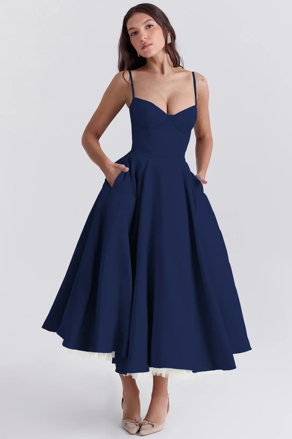 Pendulum Double-layer Suspender Dress Princess Dress Women Summer Sexy French Mesh Sleeveless Spaghetti Strap Maxi Camis Dress
