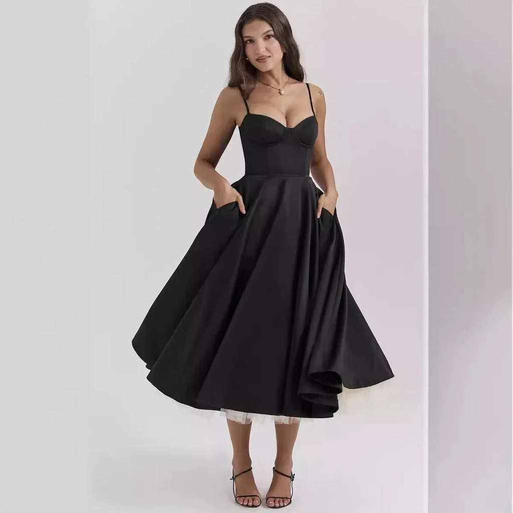 Pendulum Double-layer Suspender Dress Princess Dress Women Summer Sexy French Mesh Sleeveless Spaghetti Strap Maxi Camis Dress