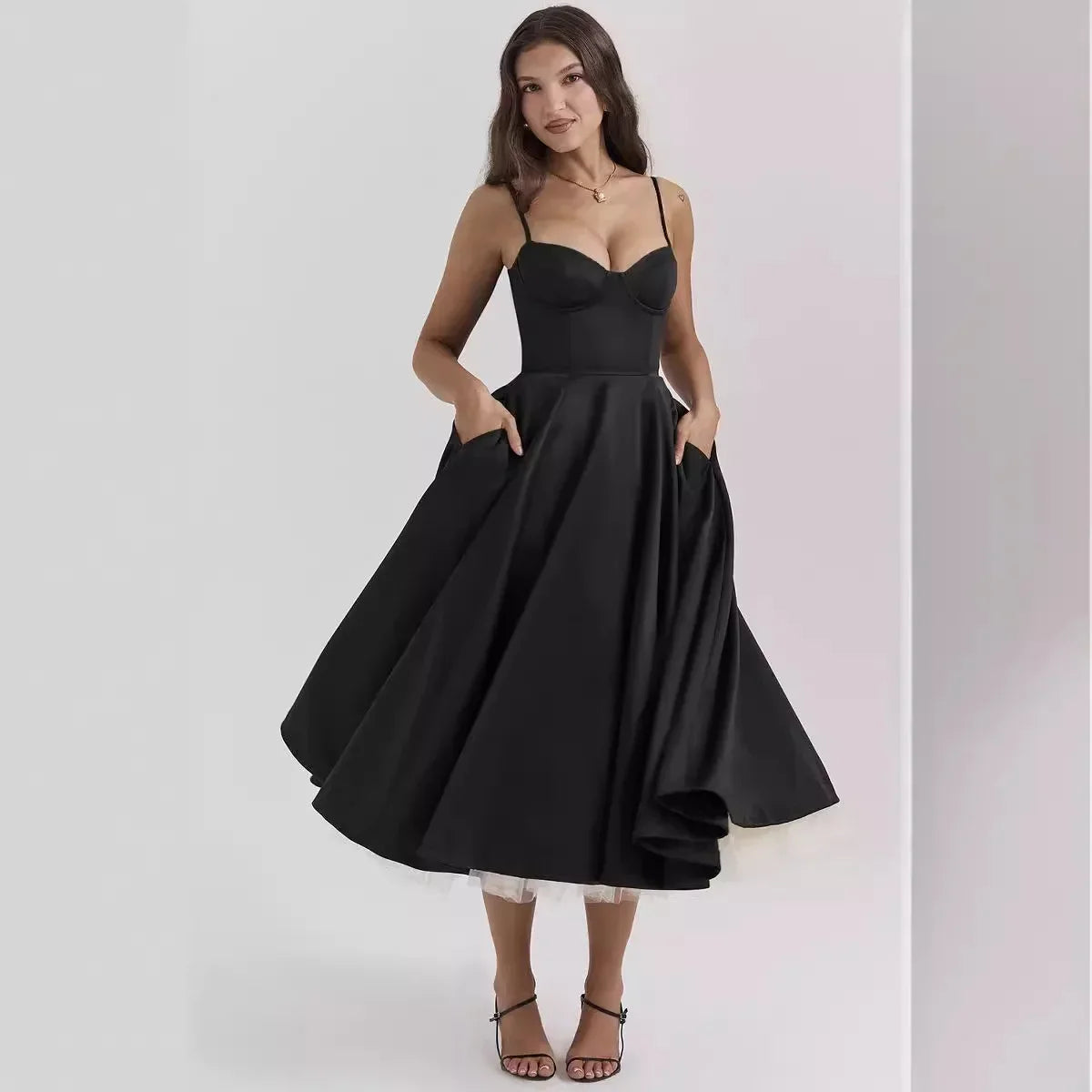 Pendulum Double-layer Suspender Dress Princess Dress Women Summer Sexy French Mesh Sleeveless Spaghetti Strap Maxi Camis Dress