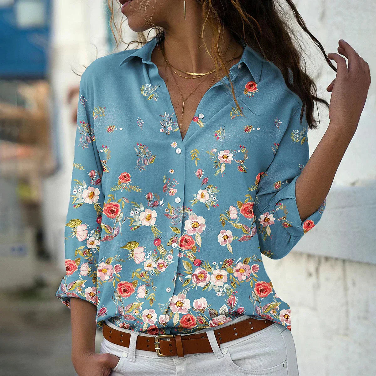 GEERTJE I MODIEUS BEDRUKTE BLOUSE