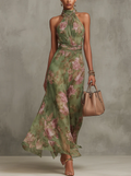Livia | Maxikleid mit floralem Halter und elegantem Design