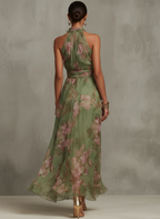 Livia | Maxikleid mit floralem Halter und elegantem Design