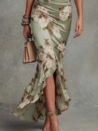Camelia | Robe en satin à motif floral