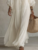 Indara | Robe longue blanche à col en V