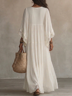 Indara | Robe longue blanche à col en V