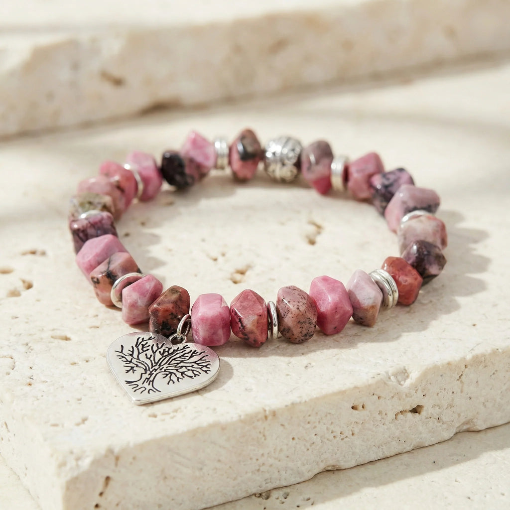 Tree of Life Rhodonite Bracelet