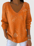 Annigje | Pull en coton mélangé à motif de feuilles