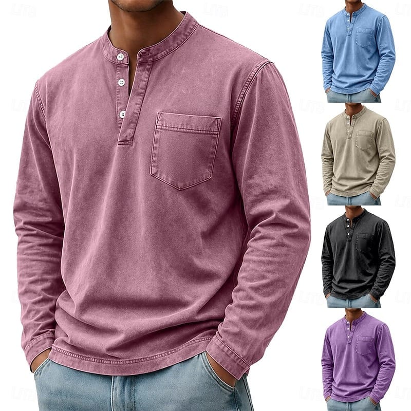 Anton | Langarm-Henleyshirt mit Knopfleiste